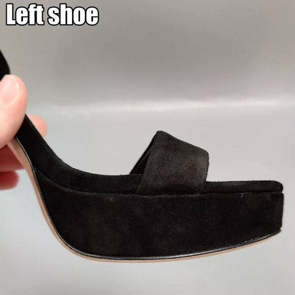 $395 VERONICA BEARD Darcelle Ankle Strap Stiletto Sandals Heels Black Suede 9 - Picture 7 of 16